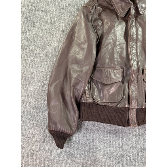 Avirex Type A-2 Flight Jacket Mens 40 Brown Leather Bomber Military Style Jacket - Picture 3 of 14